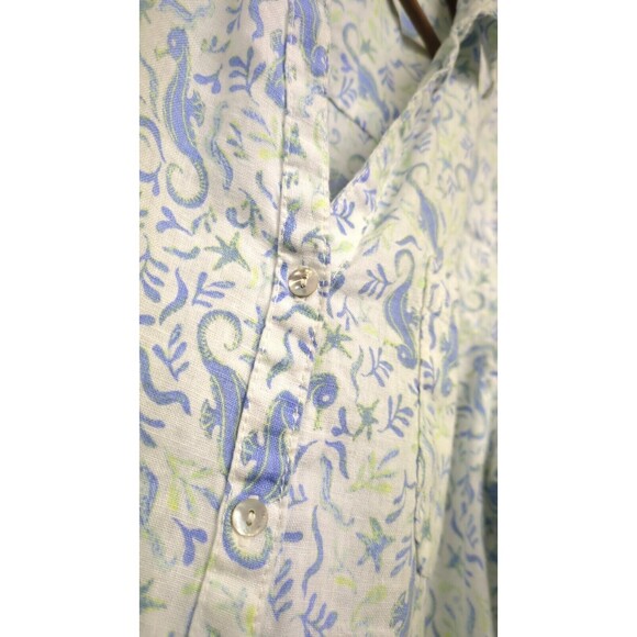 Sigrid Olsen 100% Linen Tunic Button Up Shirt Sea Horse Nautical Starfish Large - Picture 5 of 13
